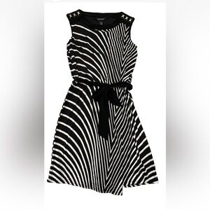 WHBM Stylish  Black and White Striped Midi Dress Size M